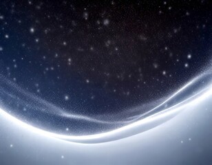 a serene night sky filled with twinkling stars, with a snow-covered landscape below The snow appears to be gently falling, creating a sense of tranquility and peacefulness