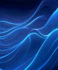 a captivating abstract composition of blue and white lines, creating a sense of movement and fluidity The lines are arranged in a wave-like pattern, with