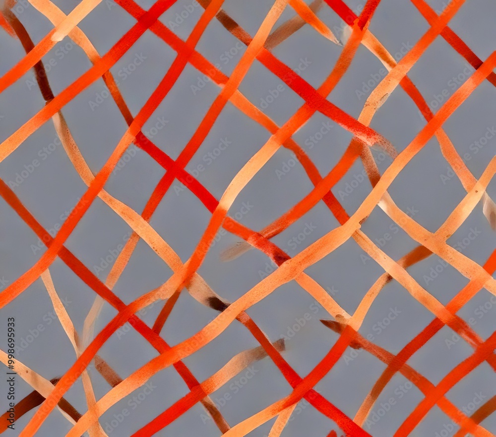 Poster a close-up view pattern of intersecting lines in various shades of orange and brown against a gray background