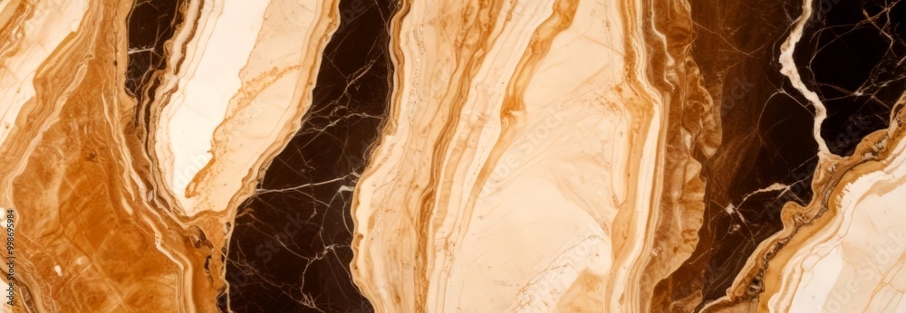 Aufkleber a close-up view marble surface with a marbled pattern of light and dark brown hues, creating a textu