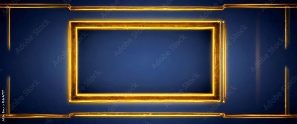 Aufkleber a golden frame with a dark blue background is centered in the