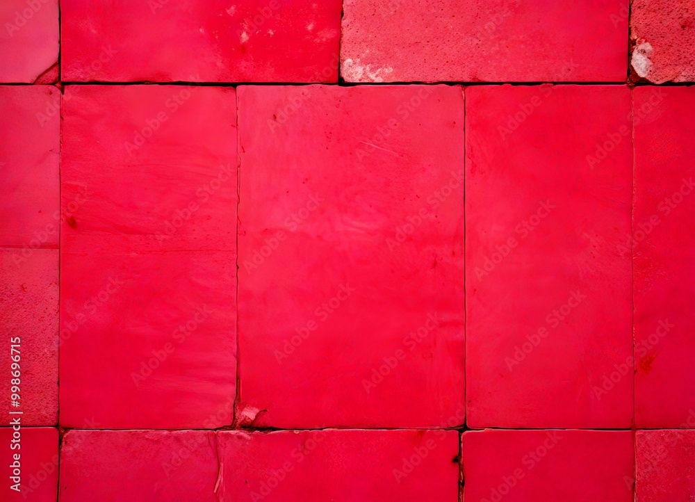 Aufkleber A close-up view pink tile wall, with the tiles arranged in a grid-like pattern
