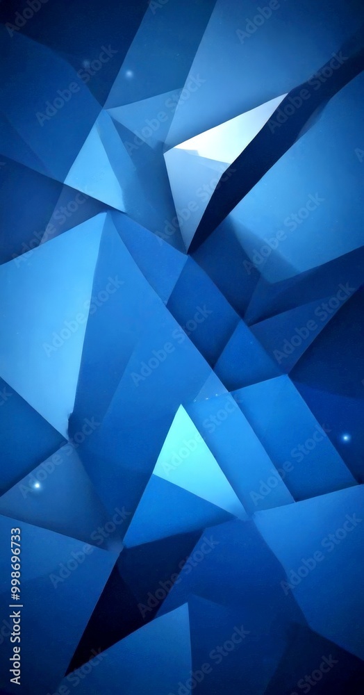 Poster a dark blue abstract background composed of numerous triangular shapes, creating a visually striking and geometric pattern