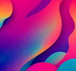 a vibrant abstract composition with overlapping curved shapes in a gradient of pink, purple, and blue, creating a dynamic and visually striking effect