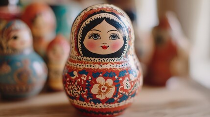 Hand-painted matryoshka doll close-up for vibrant home decor and cultural display