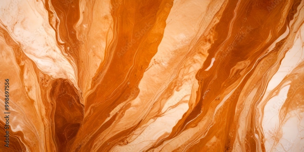 Poster a close-up view textured surface with a marbled pattern of brown and beige hues, resembling the natural patterns found in sand or soil