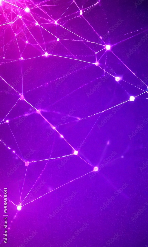 Poster a purple background with a network of interconnected lines and dots, creating a sense of depth and complexity