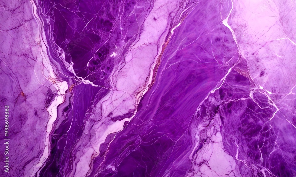 Poster a close-up view marble surface with a striking purple hue The marble exhibits a swirling pattern of white and purple lines, creating a sense of movement and dynamism