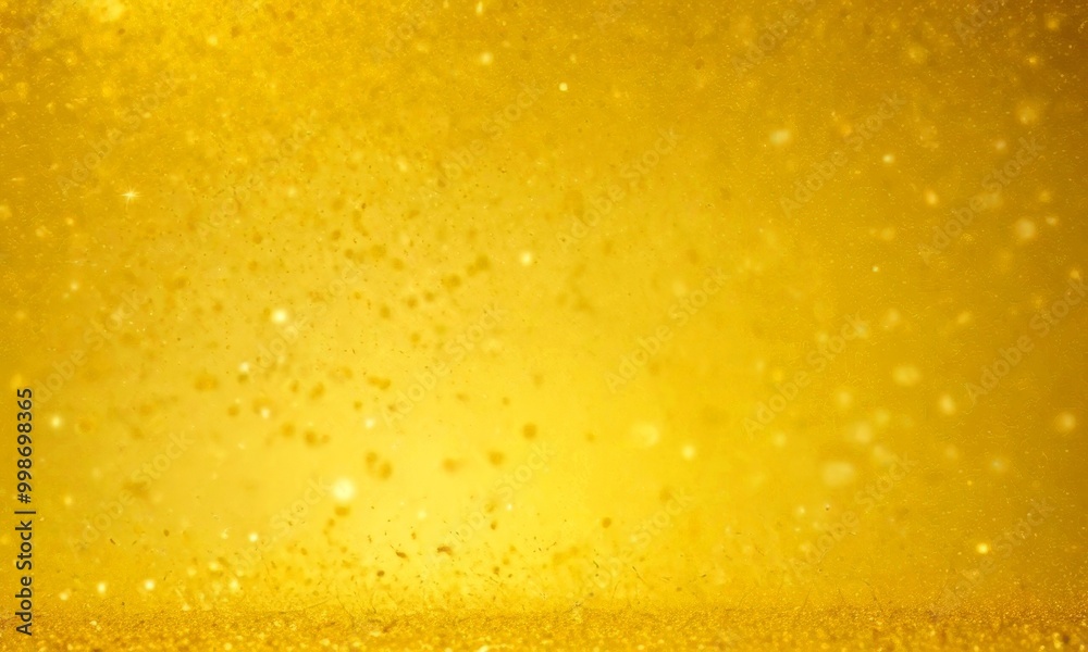 Poster a blurred golden background with scattered glitter particles, creating a shimmering and sparkling effect