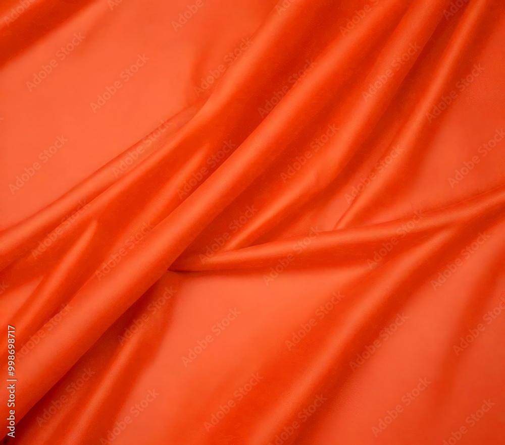 Poster a close-up view fabric with a soft, flowing texture in a warm, peach-colored hue