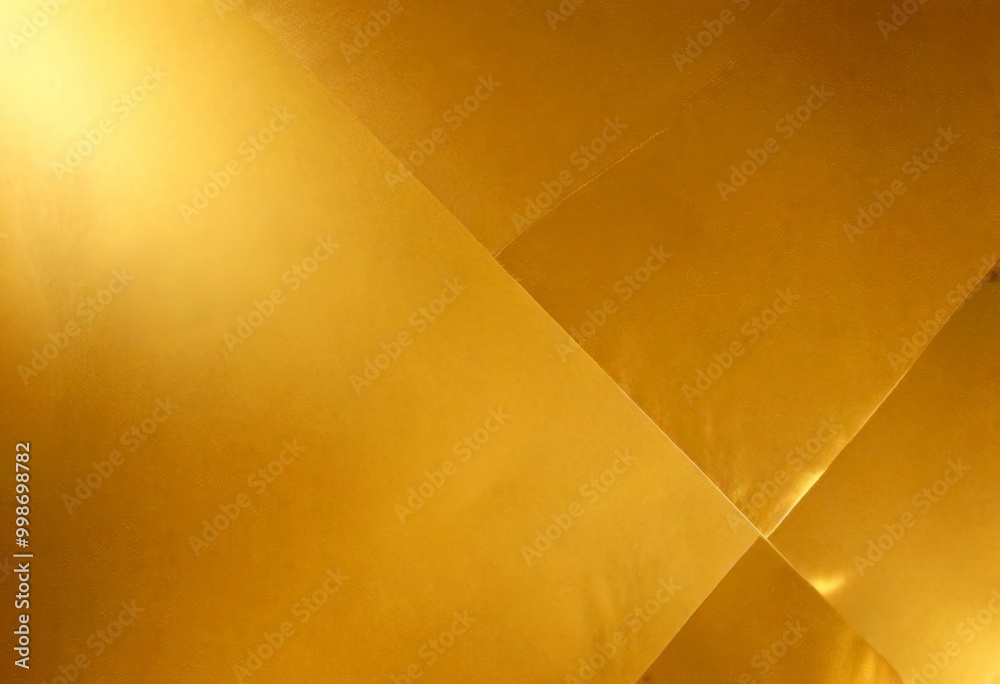 Poster a close-up view shiny, golden metallic surface with a geometric pattern of intersecting lines and angles