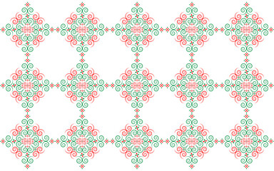 Hmong ethnic fabric patterns are spiral lines connected in shapes and flowers, which combine...