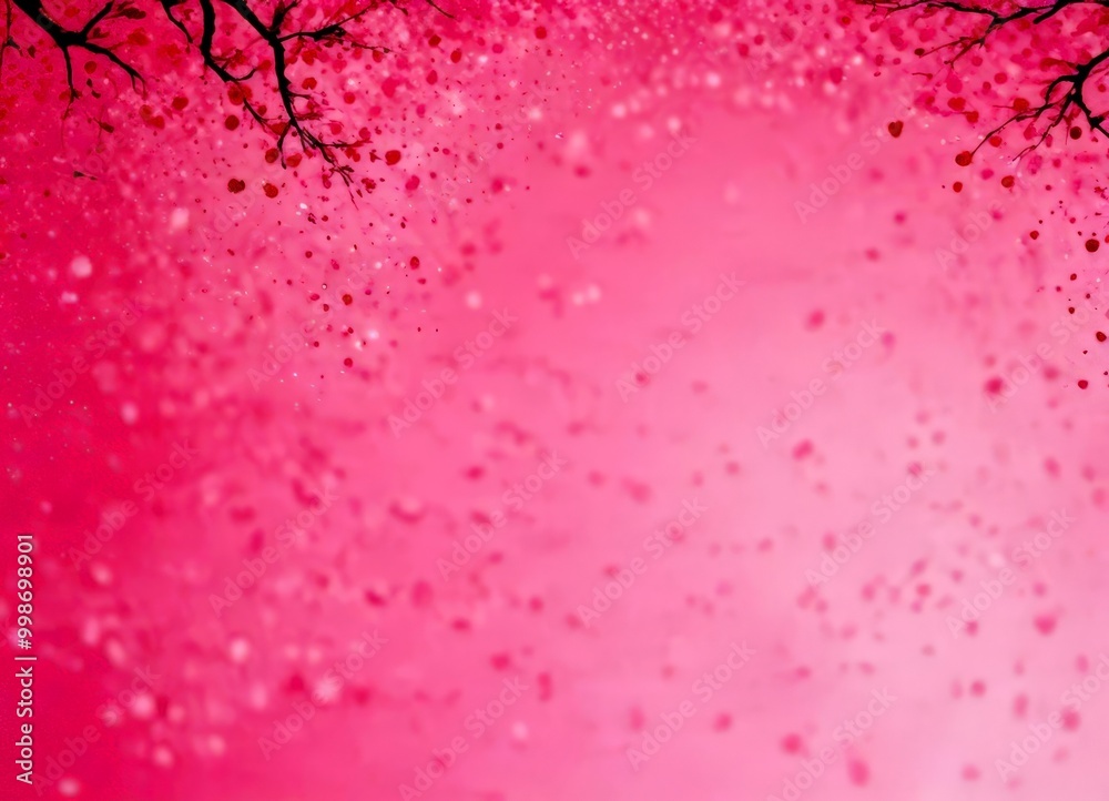 Fototapete a pink background with scattered pink and white dots, resembling falling petals from a tree the top 