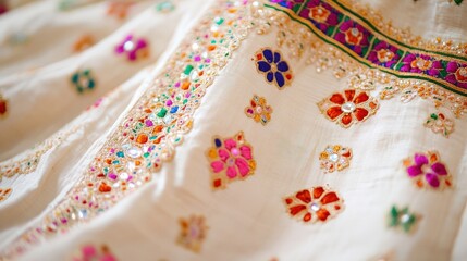 Intricate hand embroidered floral lehenga for spring fashion and design inspiration