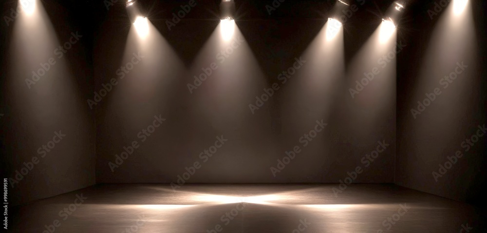 Aufkleber a dimly lit stage with a spotlight shining down on a central crossbeam, creating a dramatic effect