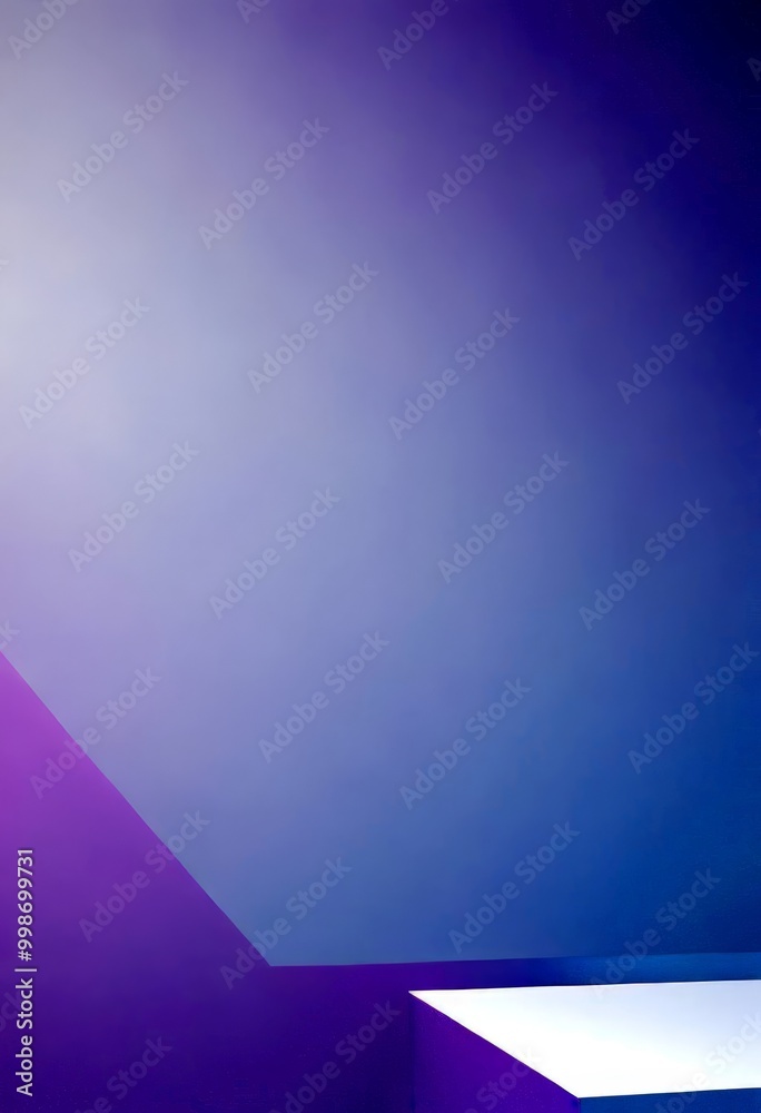 Poster a gradient background transitioning from a deep purple at the top to a lighter shade at the bottom, with a white rectangular object at the bottom right corner
