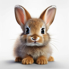 Obraz premium Baby Rabbit – Fluffy, small, and with large eyes, baby rabbits are a symbol of softness and cuteness.on white background