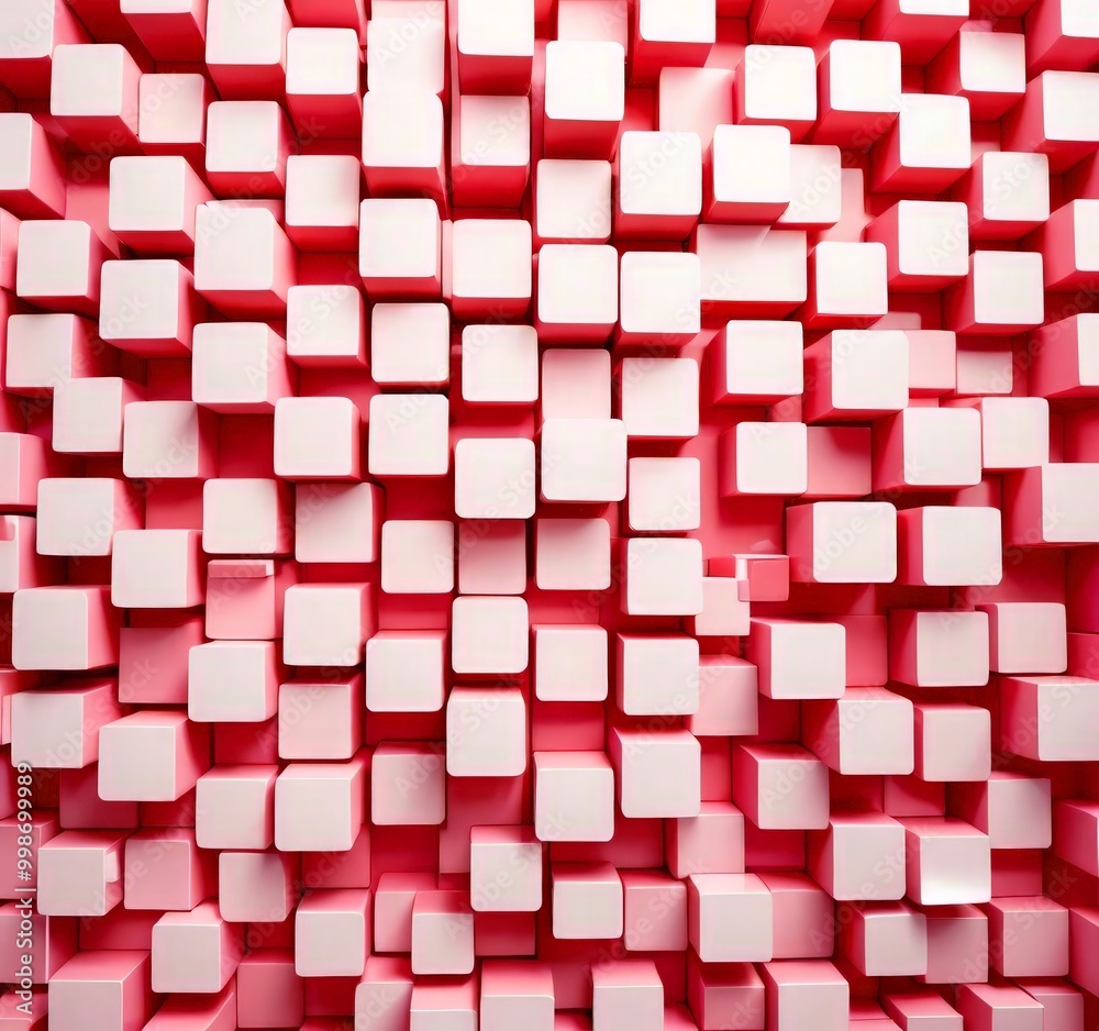 Aufkleber A pink cube pattern, with the cubes varying in size and overlapping to create a visually striking and textured background