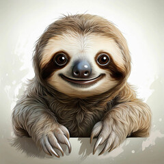 Baby Sloth – With their slow movements and adorable faces, baby sloths are cute and always seem to be smiling.on white background