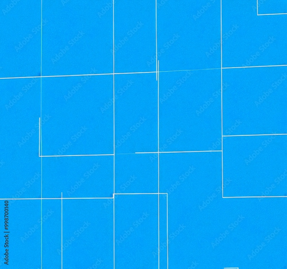 Poster a blue grid pattern with white lines connecting the squares, creating a geometric design