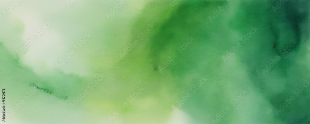 Poster a watercolor painting with a gradient of green and white colors, creating a soft and soothing visual effect