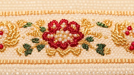 Intricate russian bridal sash beadwork for wedding decor and craft inspiration