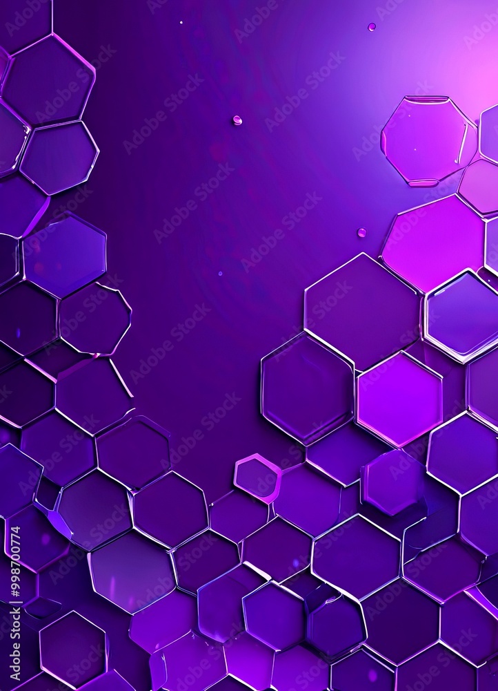 Poster a repeating pattern of hexagonal shapes in various shades of purple, creating a visually striking and abstract design
