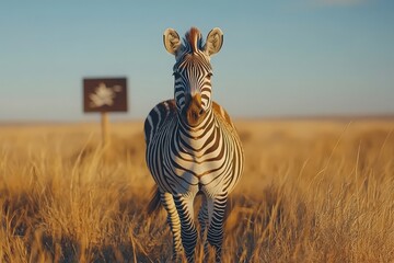 Obraz premium Zebra Walking Through Sunlit Path in Nature