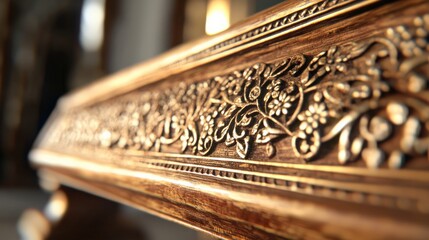 Intricate wooden carvings on indian temple door for cultural decor
