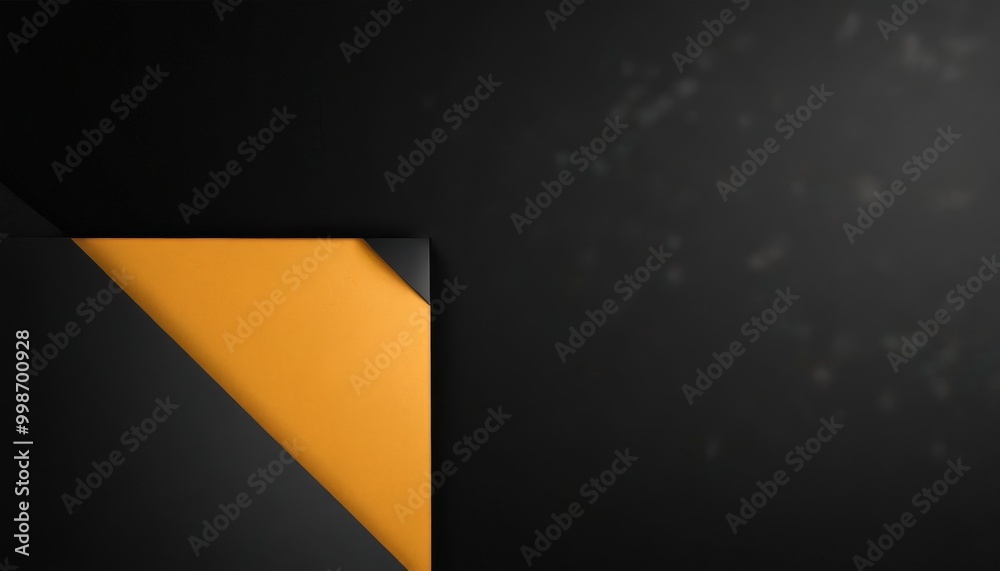 Aufkleber a geometric composition with a black background and a yellow triangle on the left side