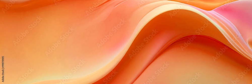 Poster a vibrant abstract composition of curved lines and shapes in shades of orange and pink, creating a dynamic and visually captivating scene