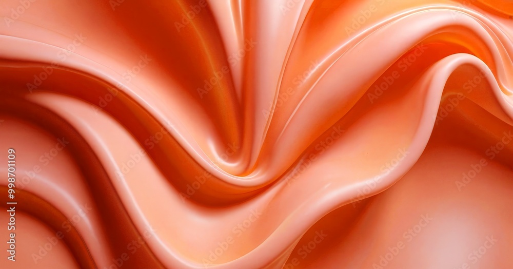 Poster a close-up view flowing, wavy fabric with a soft, peach-colored hue the fabric appears to be made sh