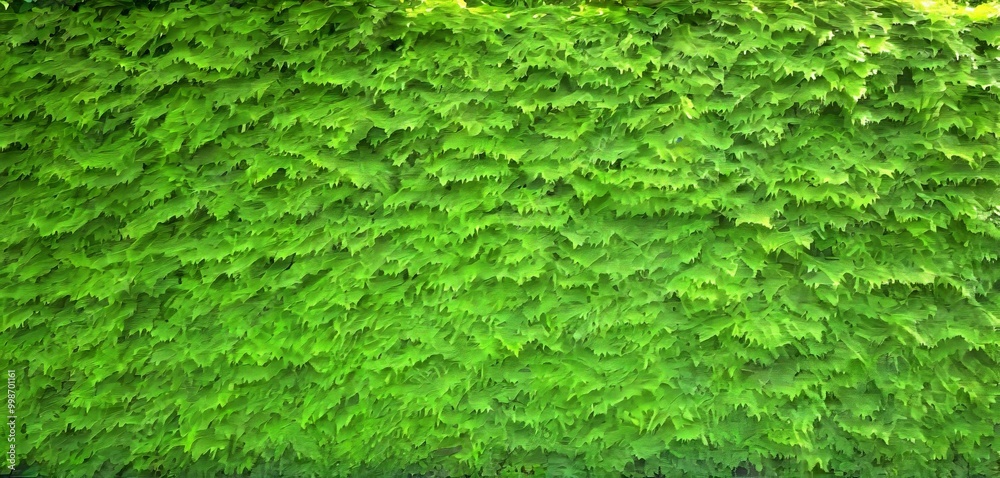 Poster a dense, lush green hedge with a textured, overlapping appearance fills the frame, creating a sense 
