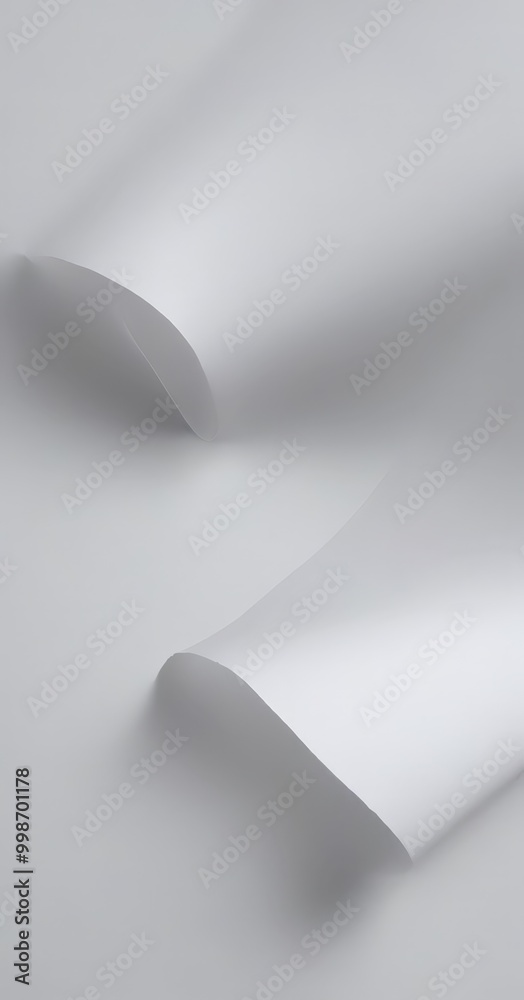 Aufkleber a close-up view white paper sheet, with a subtle curve and shadow, creating a sense of depth and texture