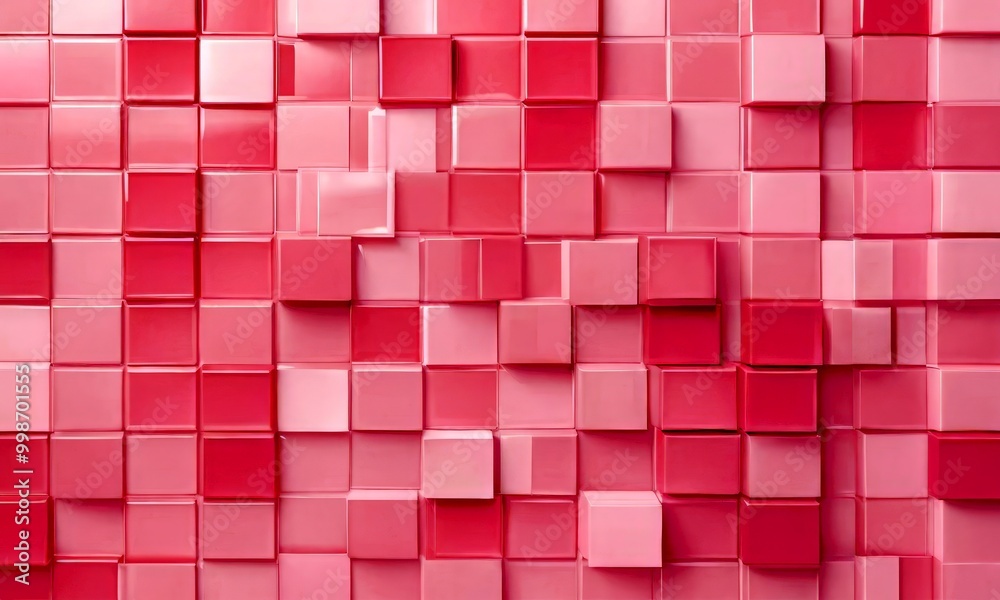 Poster a pink mosaic pattern composed of numerous small square tiles arranged in a grid-like fashion