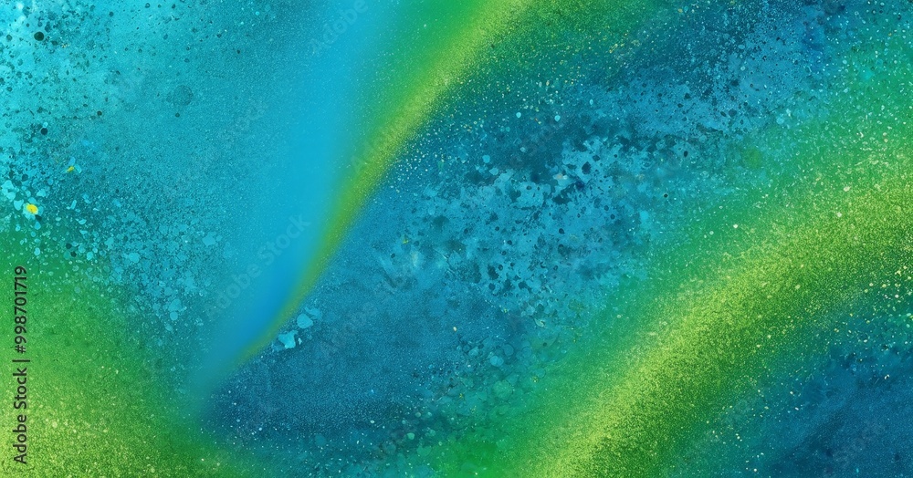 Poster a vibrant abstract pattern with a mix of blue, green, and yellow colors, creating a dynamic and energetic visual effect.