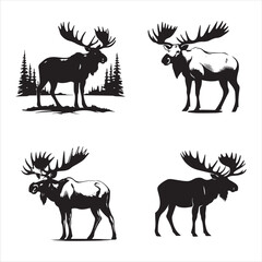 deer silhouette vector illustration, 
