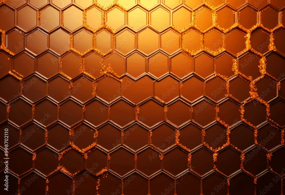 Aufkleber a close-up view honeycomb pattern with a warm, golden color palette the honeycomb consists of numero