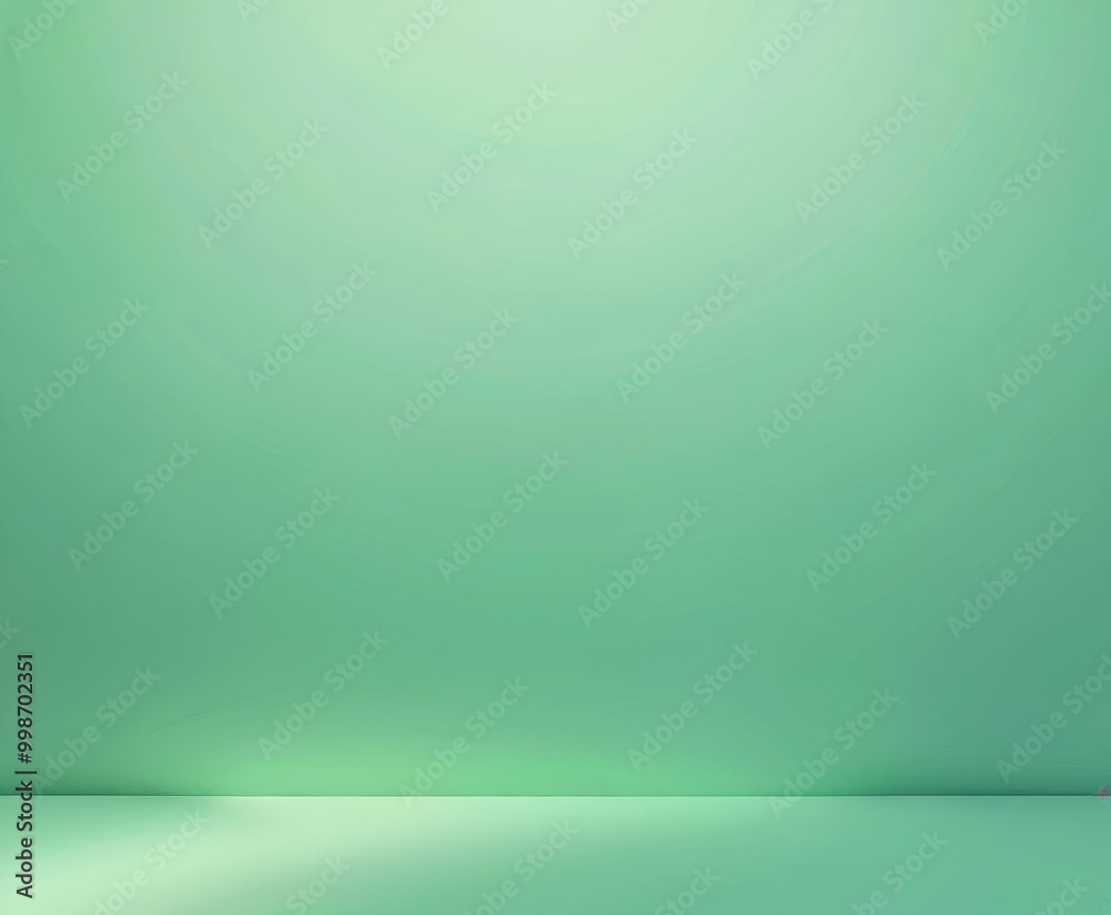 Poster a minimalist green wall with a subtle gradient effect, featuring a small red dot in the bottom right