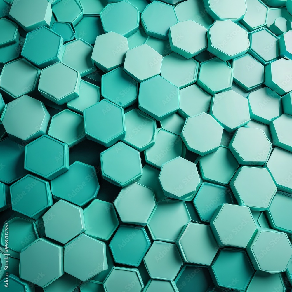 Aufkleber A pattern of hexagonal shapes in various shades of green, creating a visually striking and abstract background