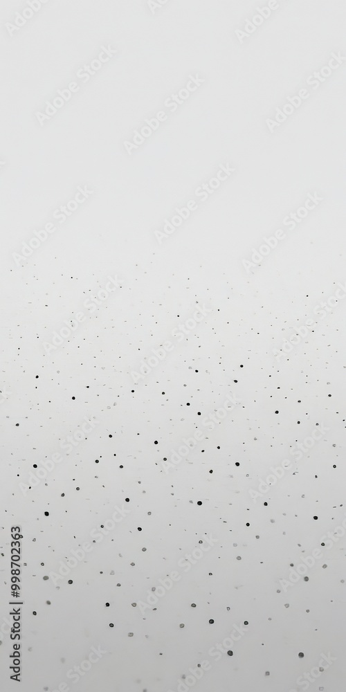 Poster a white background with a pattern of small black dots randomly scattered across it, creating a sense