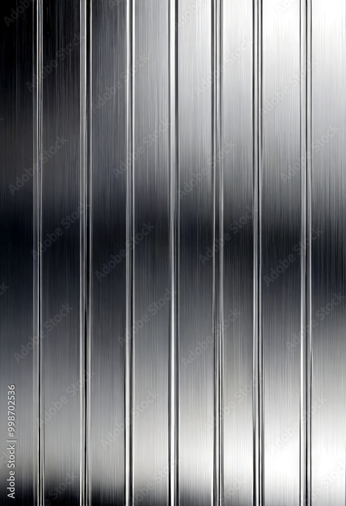 Poster a close-up view metallic surface with vertical lines, creating a textured and reflective appearance