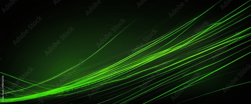 Aufkleber a dark background with a diagonal line of green neon lights, creating a dynamic and abstract visual effect