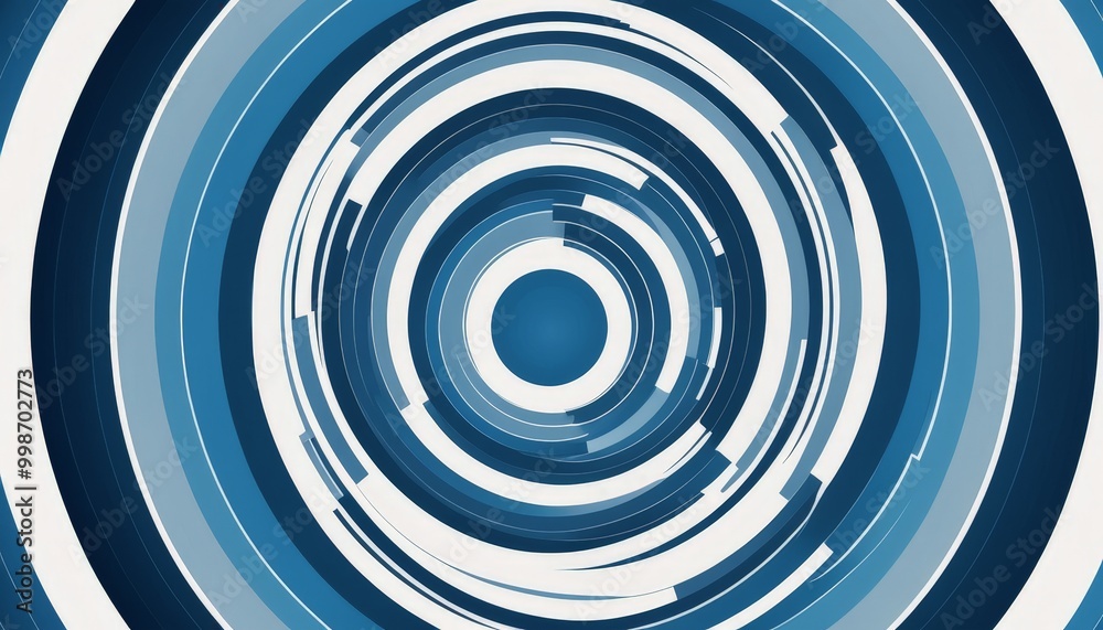 Fototapete a circular pattern with concentric blue and white stripes, creating a mesmerizing visual effect