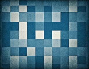 Fototapeta premium a grid of square tiles in shades of blue and white, arranged in a pattern that resembles a mosaic The tiles are slightly overlapping, creating a sense of depth and texture