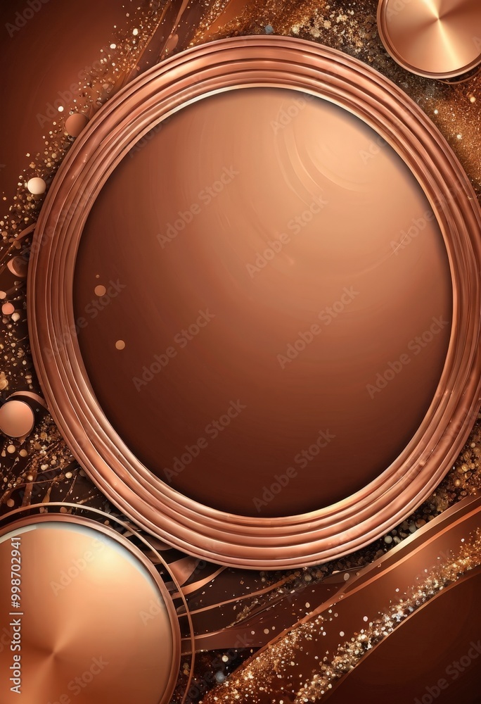 Poster a circular design with a dark brown background, a large central circle, and a border of smaller circ