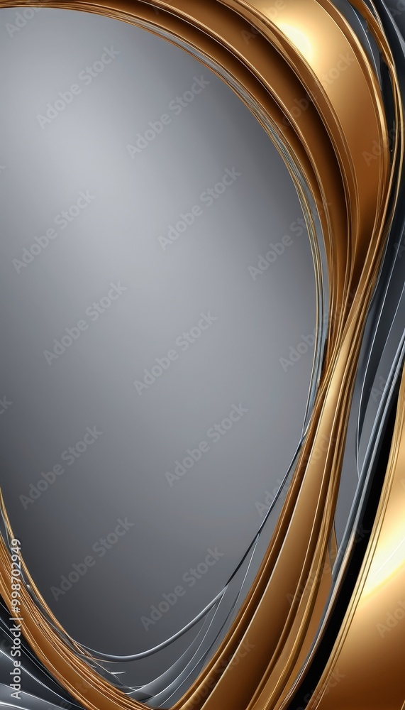 Leinwandbilder a striking abstract composition of curved lines in shades of gold and black, creating a sense of movement and dynamism. The lines overlap and intersect, forming a complex