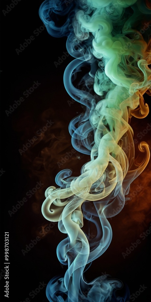 Poster vibrant smoke swirls and dances against a dark backdrop, creating a mesmerizing and dynamic visual e