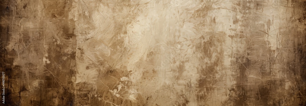 Leinwandbilder a textured, aged wall with a warm, earthy color palette The wall has vertical lines and splatters of paint, creating a sense of depth and texture The does not contain