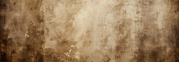Obraz premium a textured, aged wall with a warm, earthy color palette The wall has vertical lines and splatters of paint, creating a sense of depth and texture The does not contain